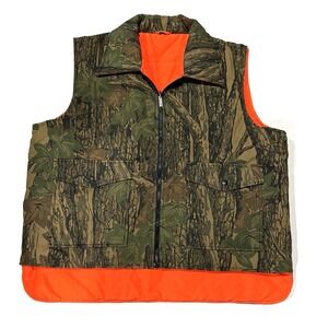 Winchester Reversible Trebark Camo Vest Jacket Men XL Blaze Orange Full Zip Up